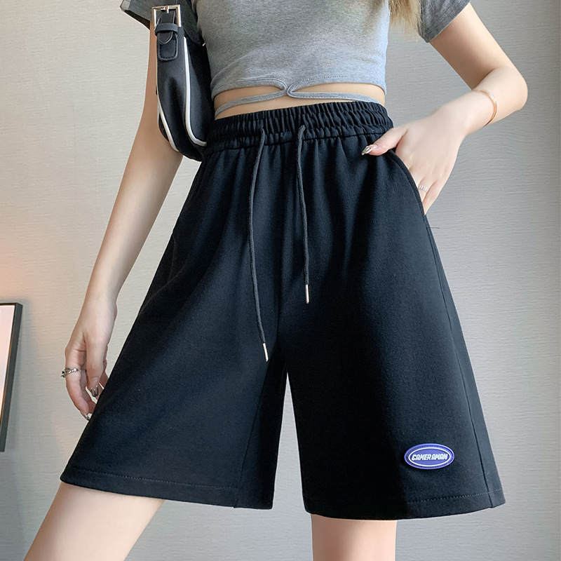 2023 New High Waist Sports Shorts Women's Summer Korean Version Of Loose Straight Leg Casual Pants Wide Leg Fifth Pants Can Be Substituted