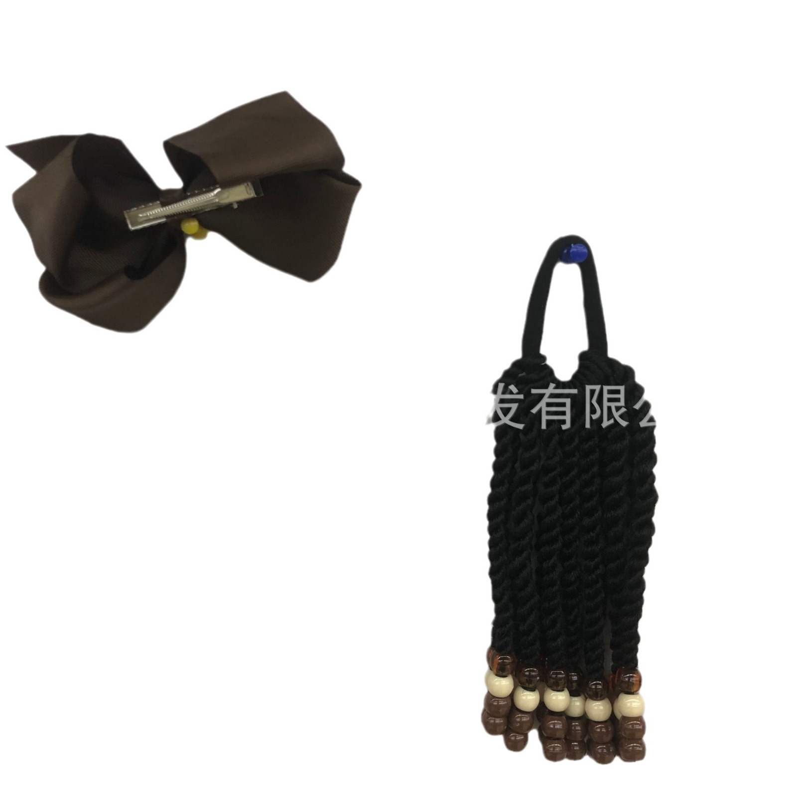 Best-selling new bow false hair band, small beads, black and brown bow wig accessory, princess hair band details Picture