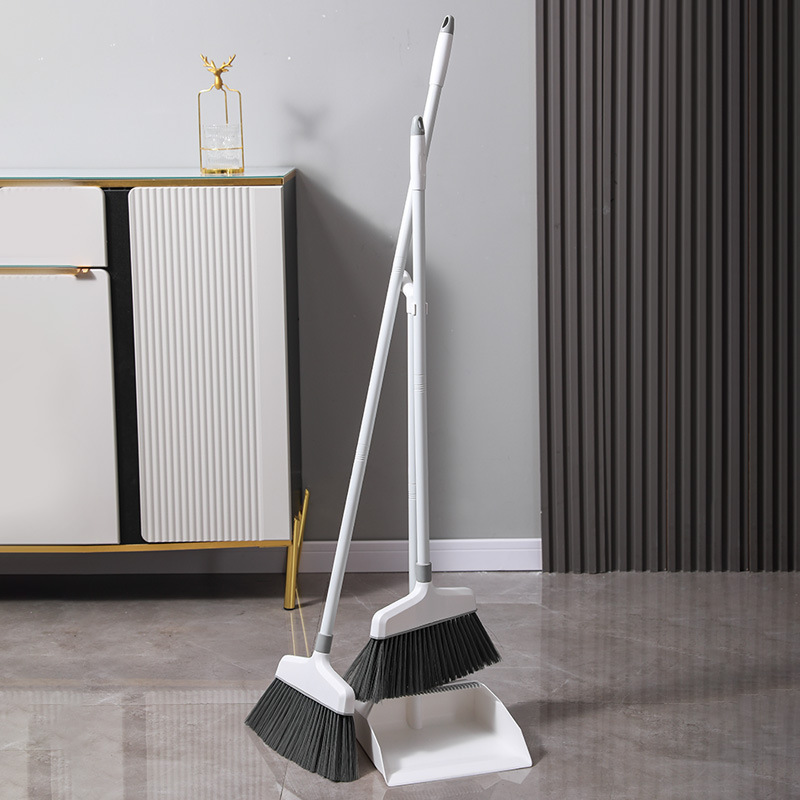 New Household Broom Dustpan Combination Non-Stick Head Soft Hair Broom Broom Stainless Steel Sweeping Broom Set Application Scenario