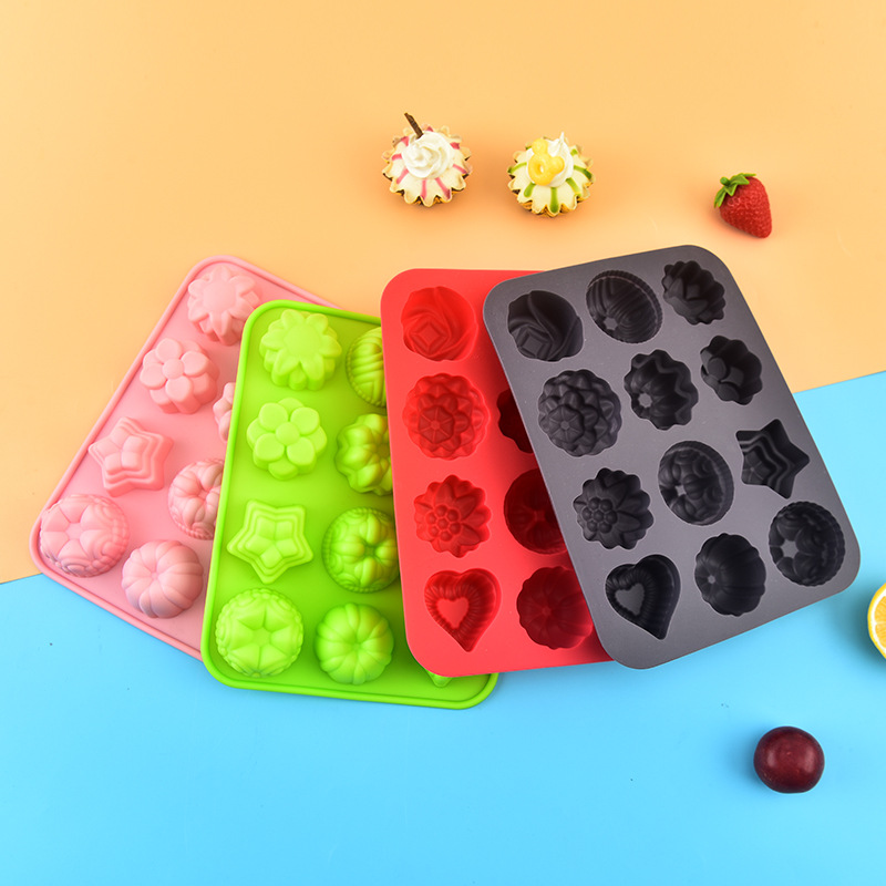 12 Squares Silicone Ice Cream Mold Soap Ice Cream Mold Cake Baking Mold Chocolate Pudding Jelly Mold