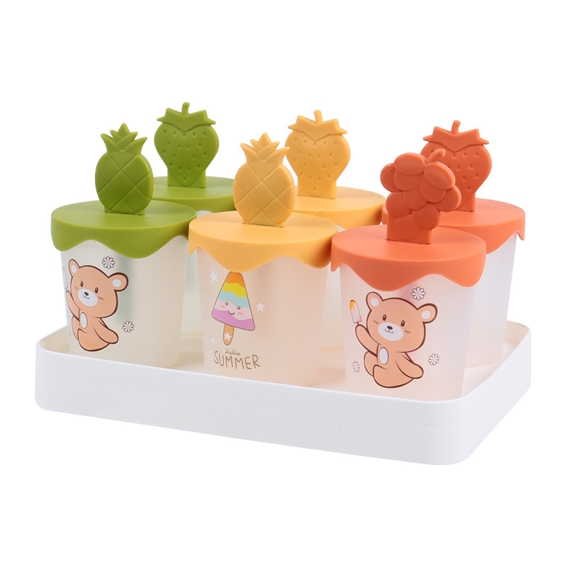 Mango de fresa molde de hielo transparente 6 compartimento fruta molde de hielo 4 compartimento hogar helado molde de hielo hielo una pieza reemplazo de cabello details Picture