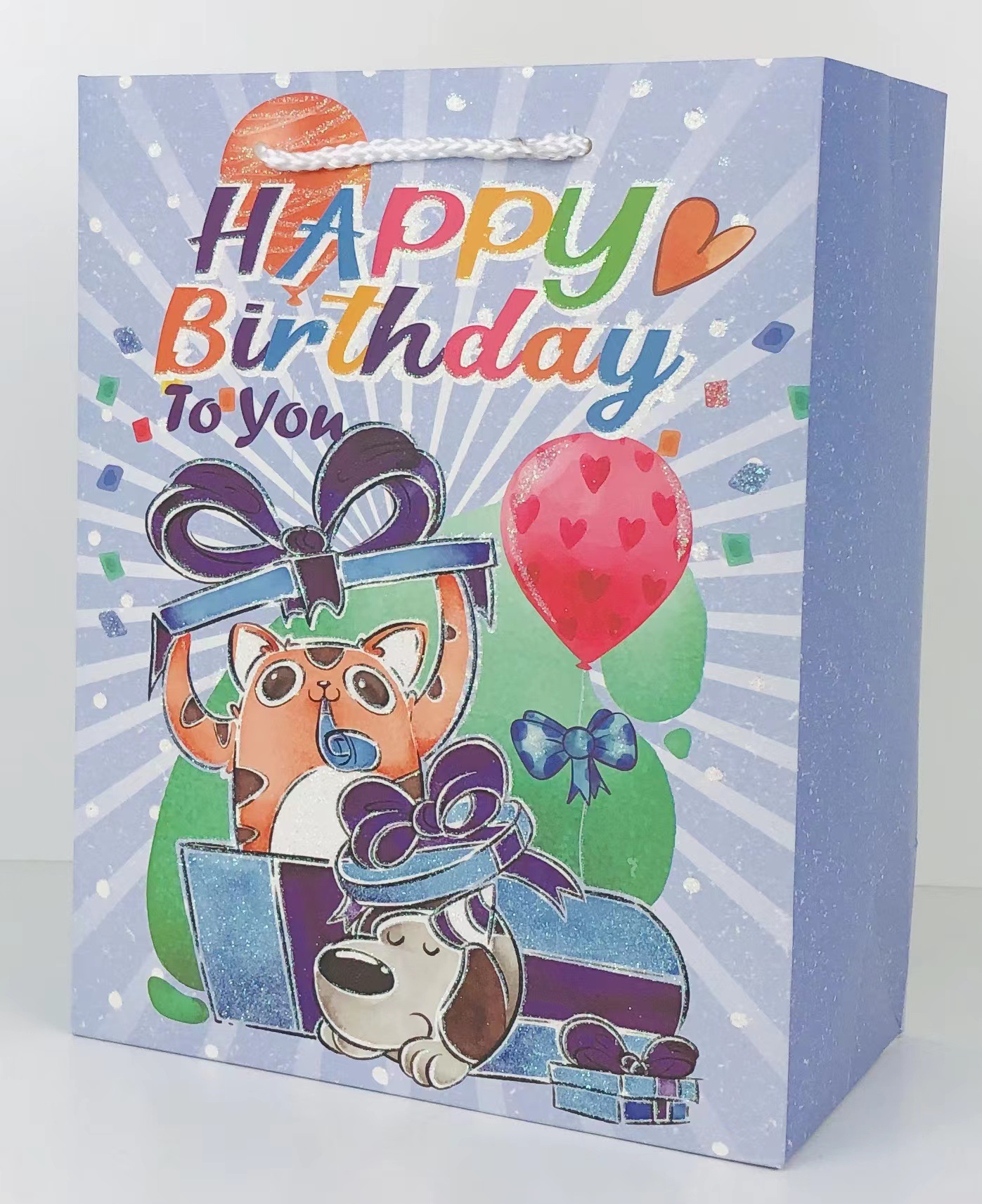 In-stock glitter cartoon BIRTHDAY HAPPY BIRTHDAY tote bags, gift bags, shopping bags, cross-border exclusive supply Specification image