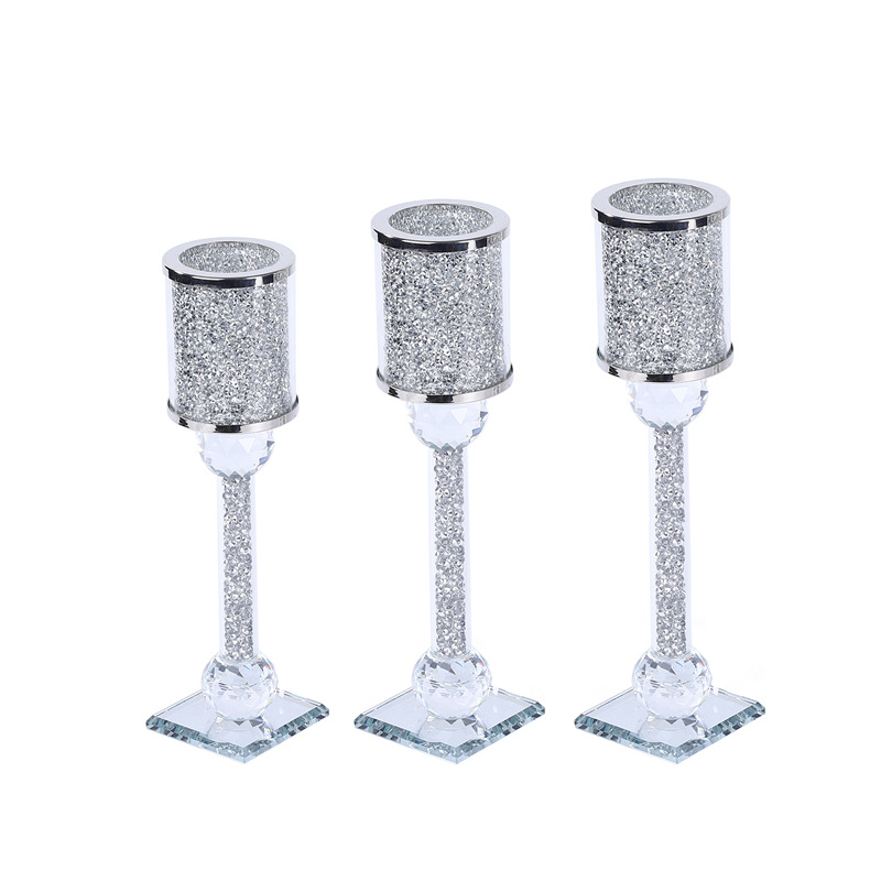 Home Wedding Creative Decoration Modern Simple Glass Crystal Candlestick With Diamond Ring Handicraft Decoration Xiangyu Crystal Item Picture