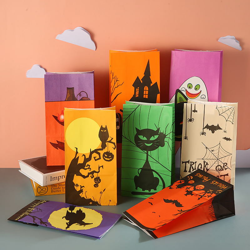 Wholesale of cross-border party kraft paper bags, hand-held paper bags, Halloween candy bags, food bags and gift bags series