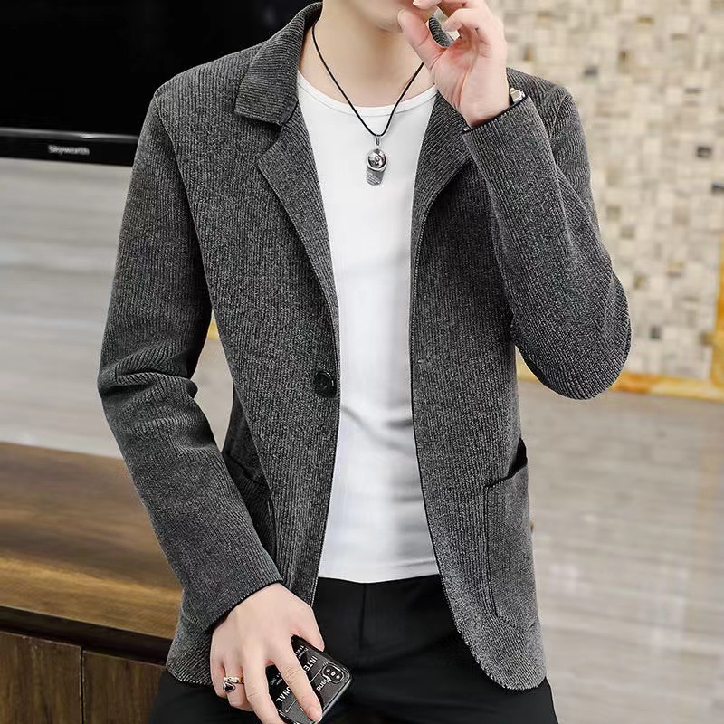 High-end men's casual small suits for middle-aged and young people, men's sweaters, knitted sweaters, cardigans, autumn and spring coats, trendy High-end men's casual small suits for middle-aged and young people, men's sweaters, knitted sweaters, cardigans, autumn and spring coats, trendy