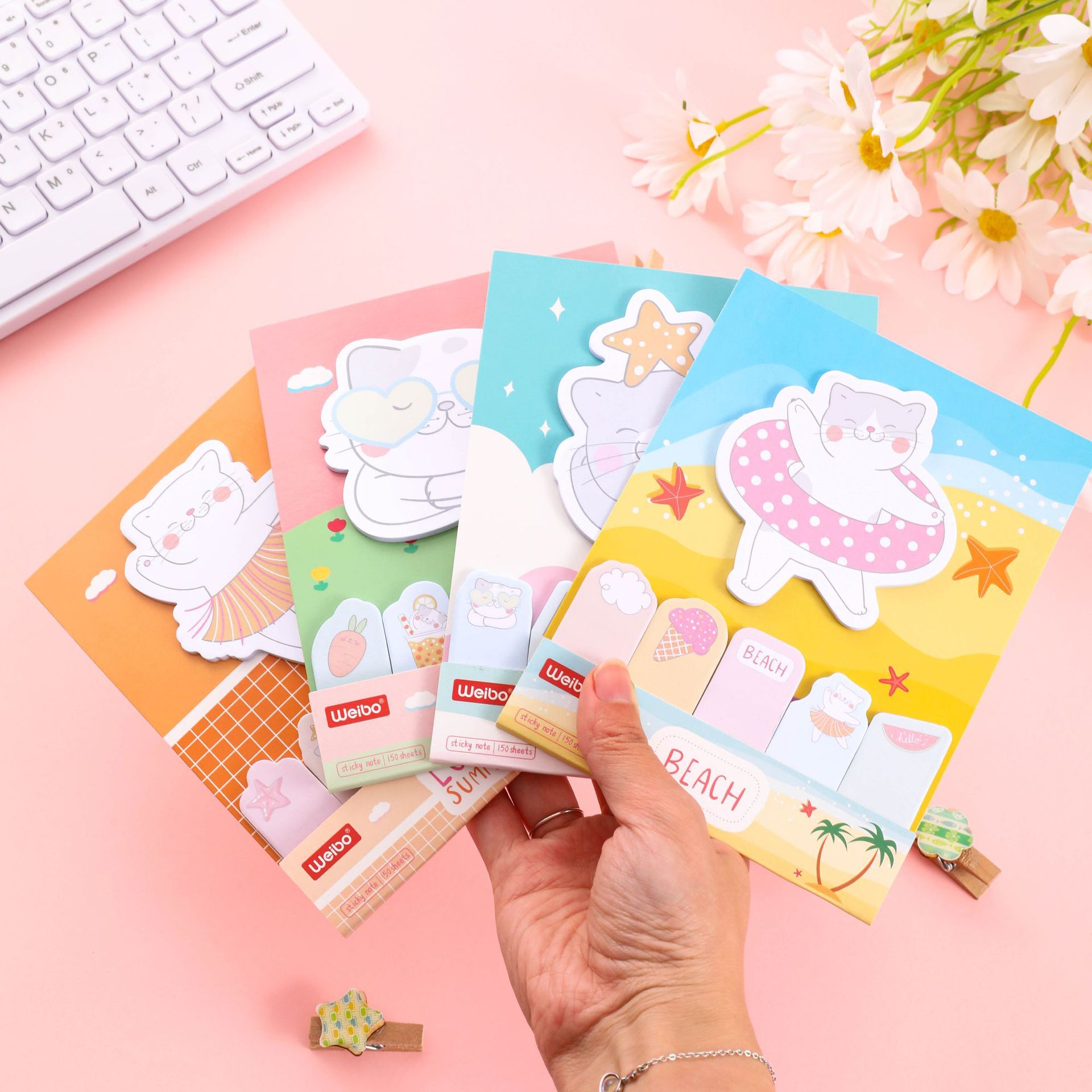 Weibo Stationery Planner Fresh Sticky Notes Cartoon-style cute blank planner Primary school supplies Fresh Sticky Notes
