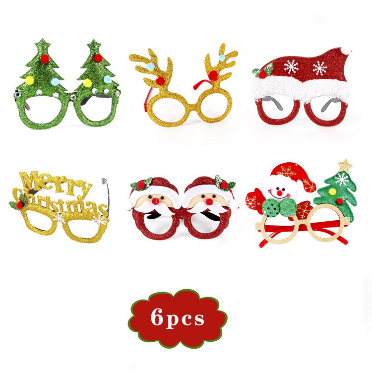 Christmas Decorations Glasses Set Festive Adult Children Christmas Gift Hat Head Buckle Pat Ring Wholesale Specification drawing