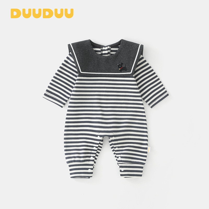 DUUDUU海军条纹2025新款春秋季宝宝衣服哈衣爬服长袖婴幼儿连体衣