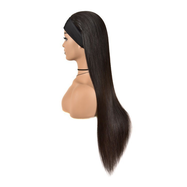 Ice silk wigs, European and American wigs, African wigs, real human hair, elegant long straight hair details Picture