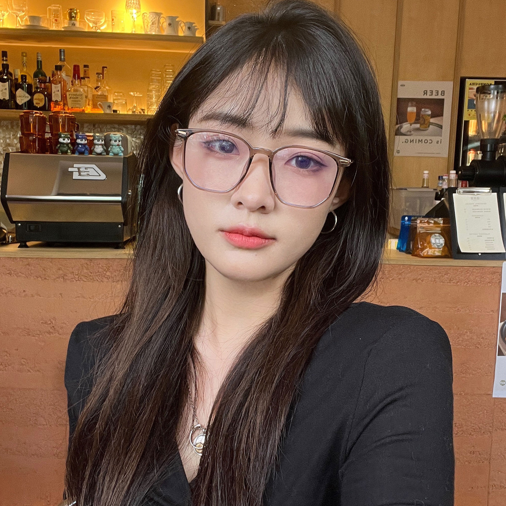 Korean ultra-light TR glasses for myopic women can be equipped with prescription lenses. Round faces, no makeup, small large frame glasses Specification image