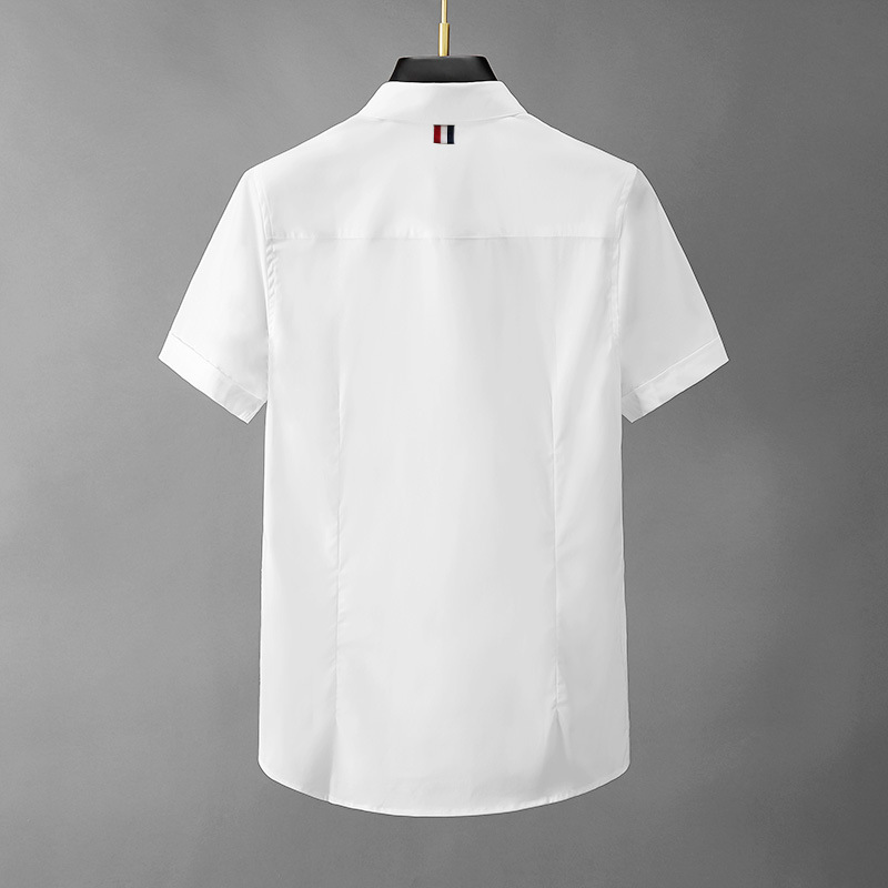 European Station embroidered shirt men's new no-iron webbing British style high-end workwear business short-sleeved shirt details Picture