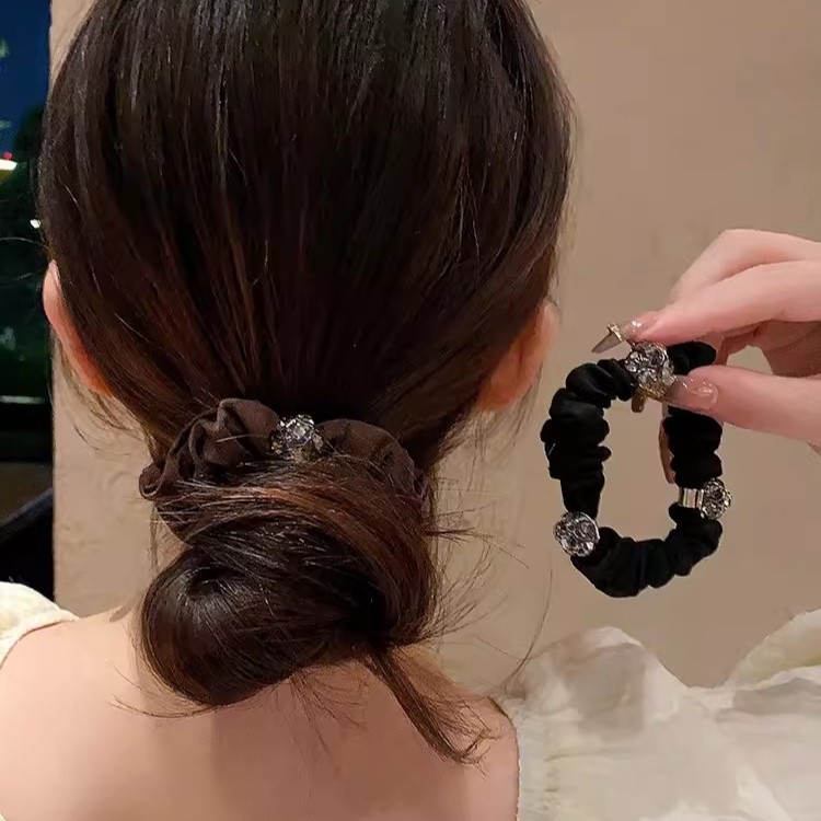 简约韩版镶钻发圈女时尚马尾扎丸子头皮筋发绳女网红百搭新款头饰
