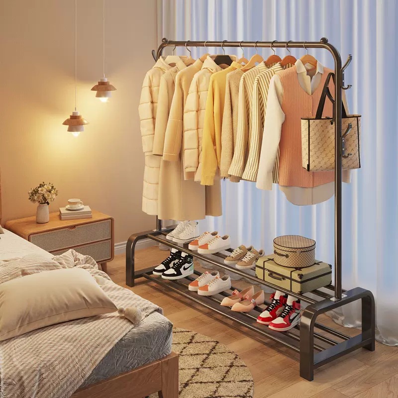 Clothes drying rack, floor-standing coat rack, bedroom clothes drying rack, simple clothes drying pole, folding indoor and balcony clothes rack, hanging clothes rack