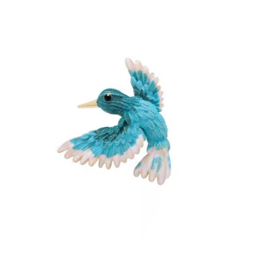 Design sense, Chinese-style blue-winged bird brooch, high-end feminine charm, retro brooch, coat, suit, corsage, creative accessories Item Picture