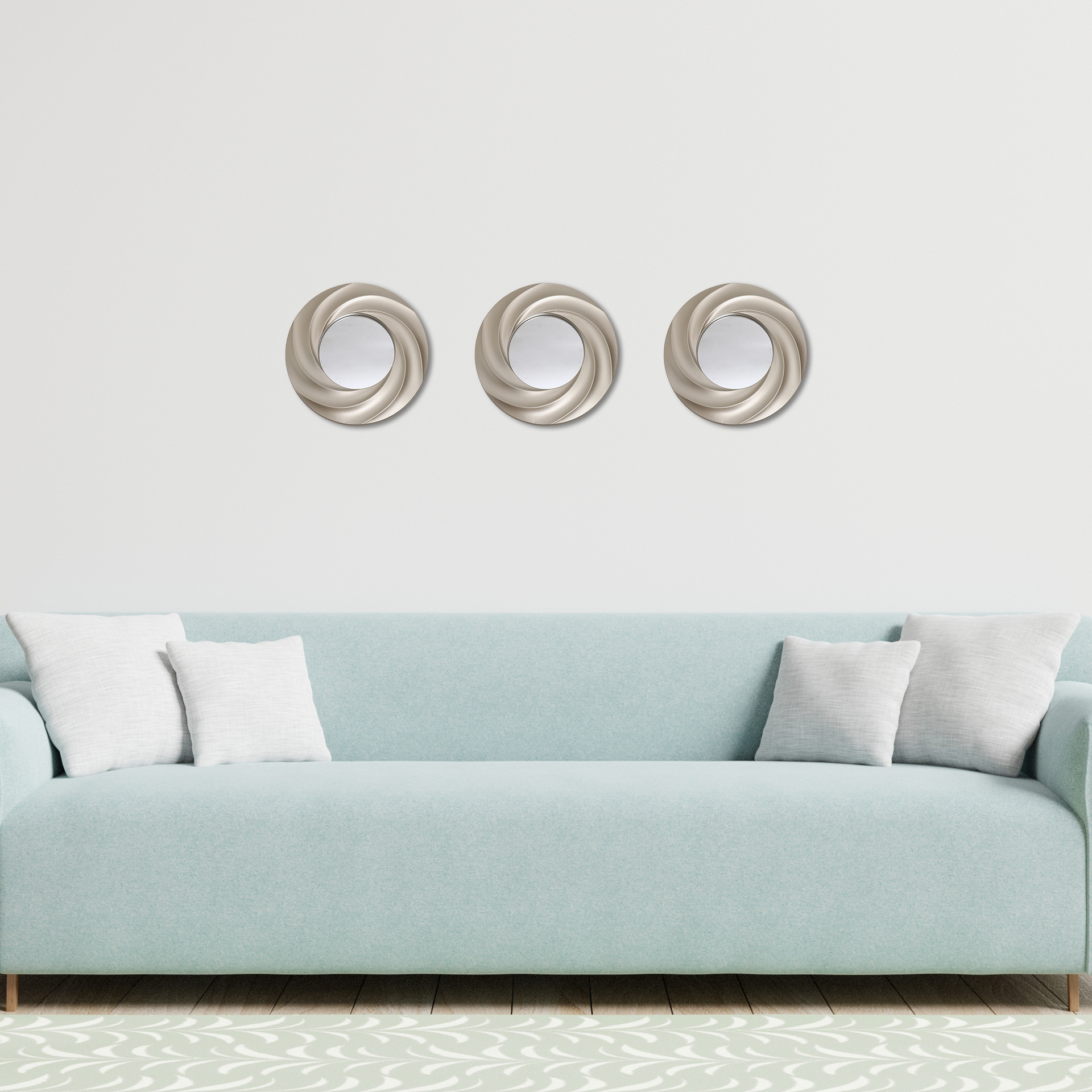 厂家直供圆形装饰镜跨境螺旋纹路简约客厅装饰镜现代创意壁挂镜