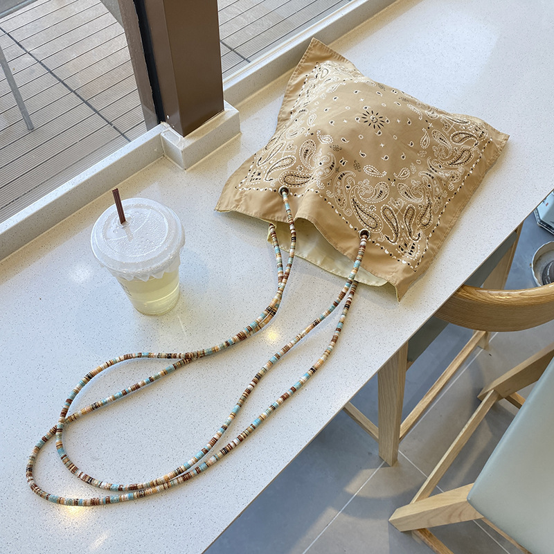 度假风方巾印花出游大包腰果单肩斜挎托特包女双面背