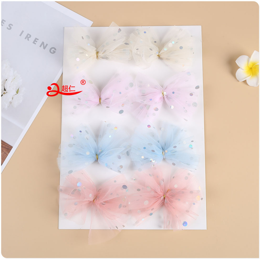 Hand-Made Bows Japanese And Korean Style Hair Accessories Gift Clothing Accessories New Mesh Polka Dot Sequin Bows Can Be Produced