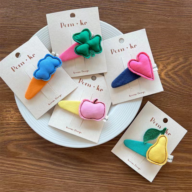 South Korea's New Handcrafted Fruit Fabric Hairpin Color Cute Clouds Cartoon Girl Hairpin Baby Bb Clip