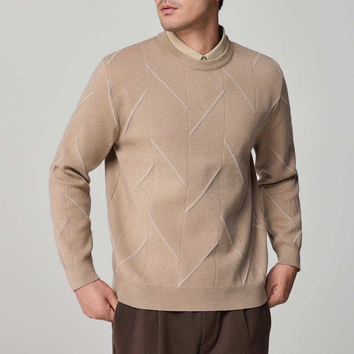 Mermaik hombre false dos camisas cuello hombre suéter invierno 2024 nuevo jersey jersey hombre 21945 details Picture