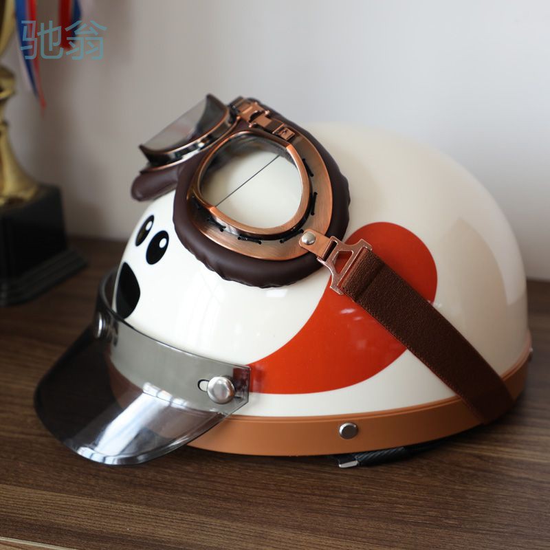 3c certified cartoon dog helmet Electric vehicle Half helmet winter male and female couple Harley helmet cute high appearance level full figure