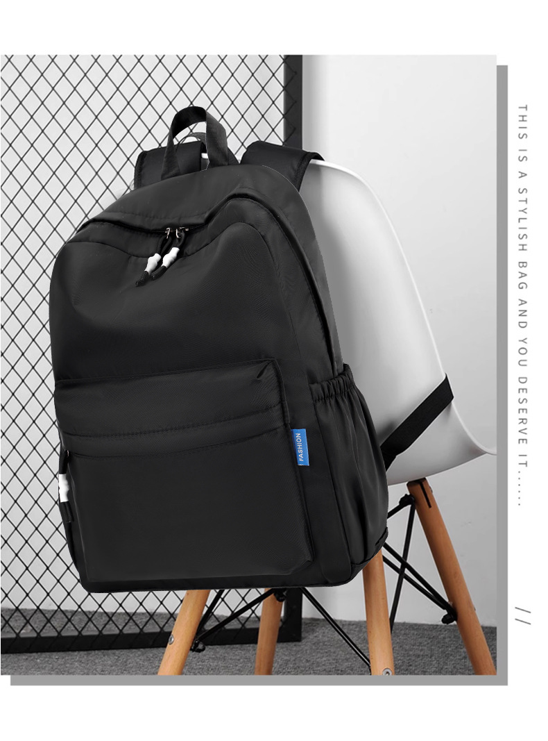 韩版纯色百搭学生书包男大容量休闲电脑双肩包套拉杆外出旅行背包详情11