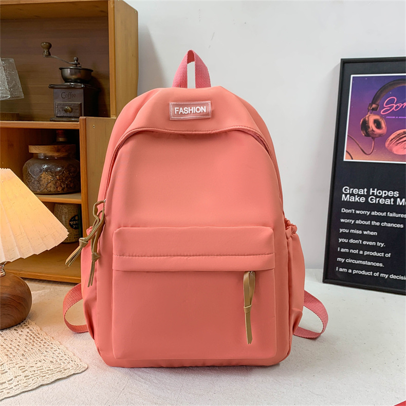 休闲大容量双肩包ins风时尚女生韩版纯色简约大学生书包出游背包详情40