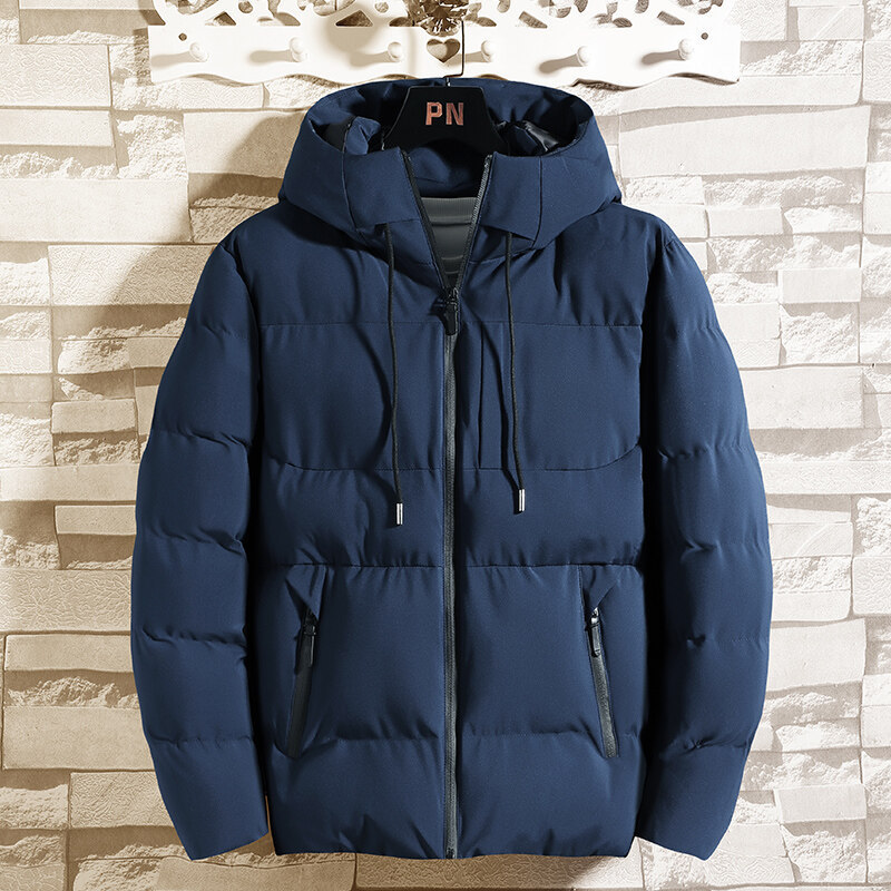 New men's cotton-padded jacket, winter thickened coat, cotton-padded jacket, trendy brand autumn and winter hooded, bread feather, cotton fleece jacket, can be printed, etc Specification image