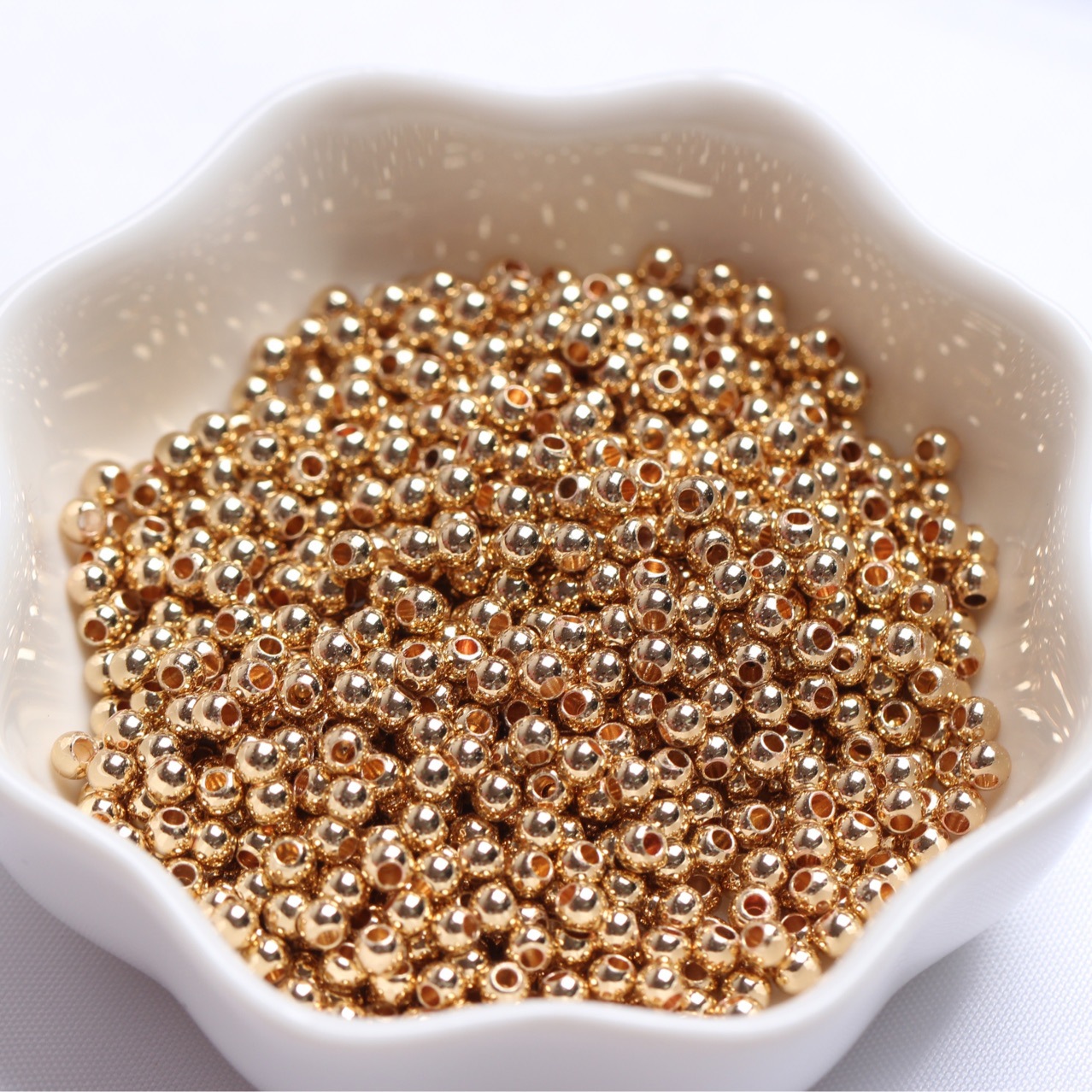 14K Gold Package Color Beads Transfer Bead Small Gold Pearl Surface Solid Diy Jewelry Hand-Beaded Accessories Loose Beads