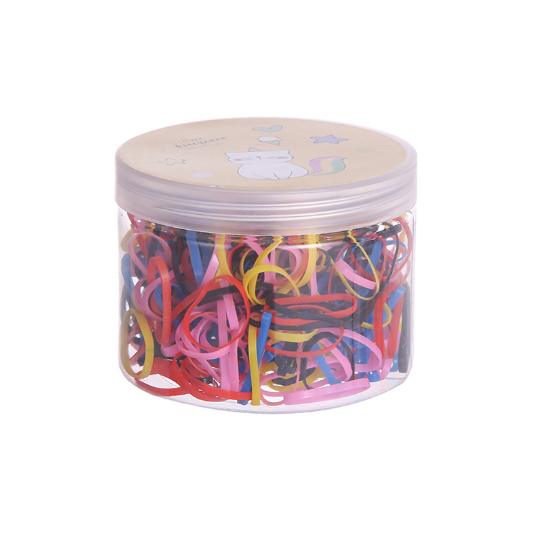 Korean-style colored rubber bands for children's hair ties, disposable candy-colored hair ties, high-elasticity cans, non-damaging hair ties wholesale Item Picture
