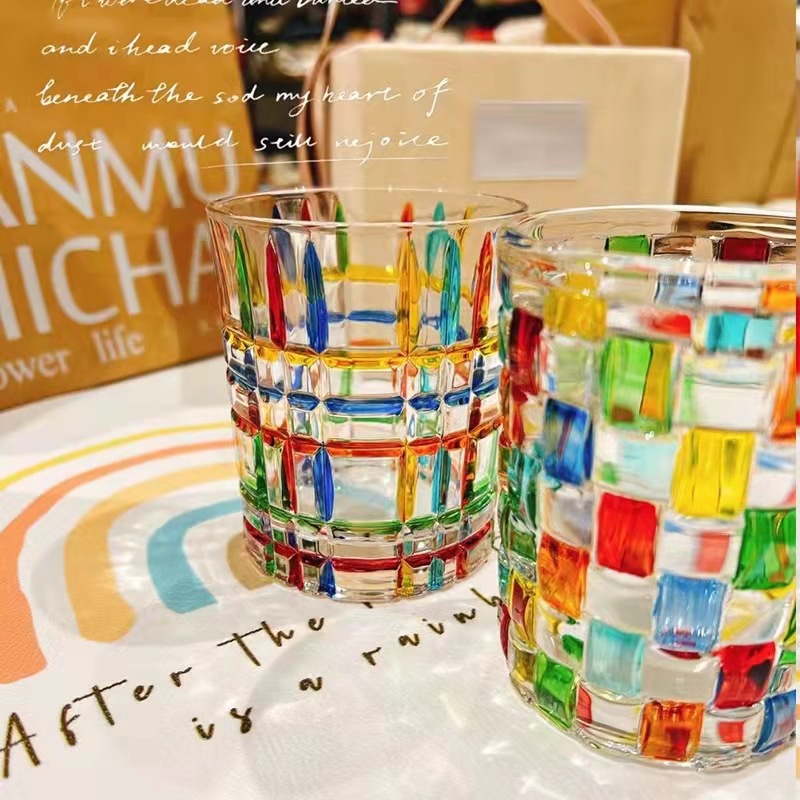 Painted whisky wine glass, crystal glass, holiday gift, designer's same style, hand-woven line water glass, high-end details Picture
