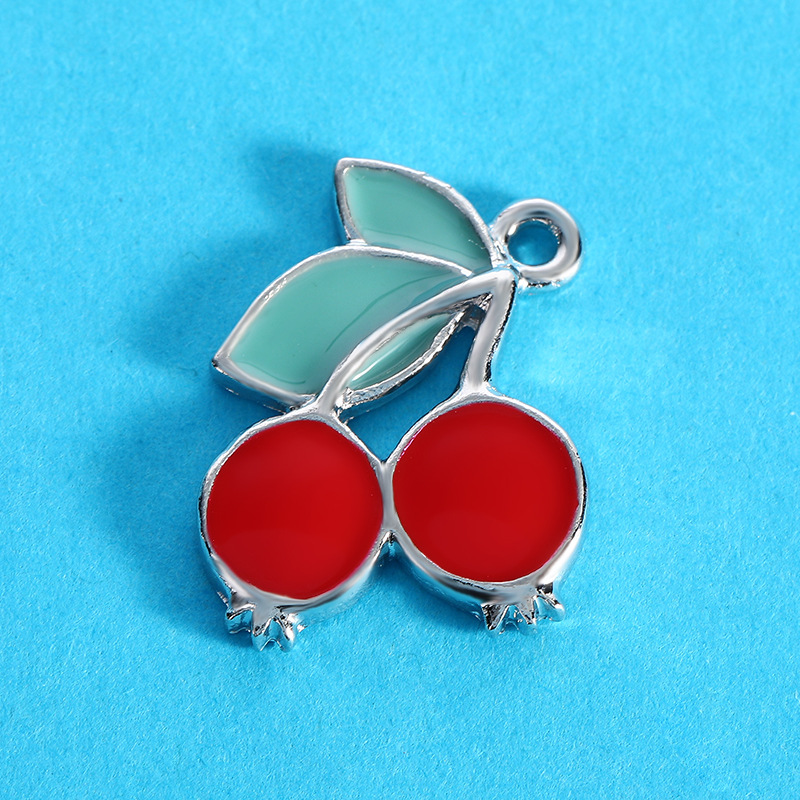 DIY alloy small accessories, jewelry materials, oil-dripping cherry, lotus, mushroom, homemade earrings, keychains, pendants Specification image