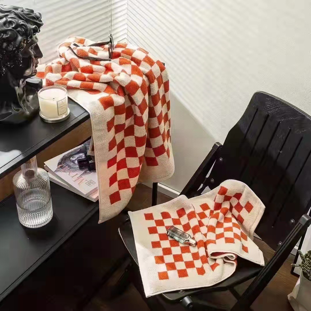 Sweet Cotton Towel Bath Towel Jacquard Lattice Dormitory Students Plain Home Face Towel Wedding Gift New Wholesale details Picture