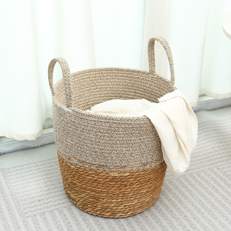 Nordic Hand Woven Laundry Basket Multi-Specification Set Home Straw Storage Basket Sundries Snacks Finishing Storage Basket Specification drawing