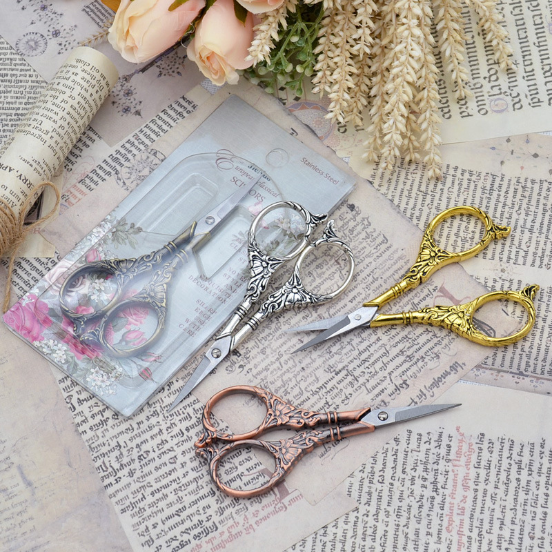Wholesale Lily Vintage Scissors Cross-Stitch Stainless Steel Scissors Classical Hand-Made Home Embroidery Fabric Scissors Application Scenario