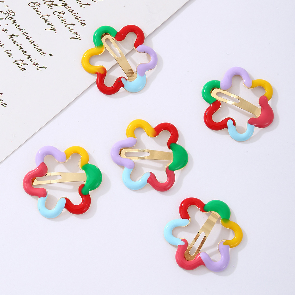 Children's Colorful Flowers Cute Broken Hair Bb Clip Headwear For Girls Rainbow Side Fringe Hairpin For Girls Hairpin Hair Accessories Application Scenario