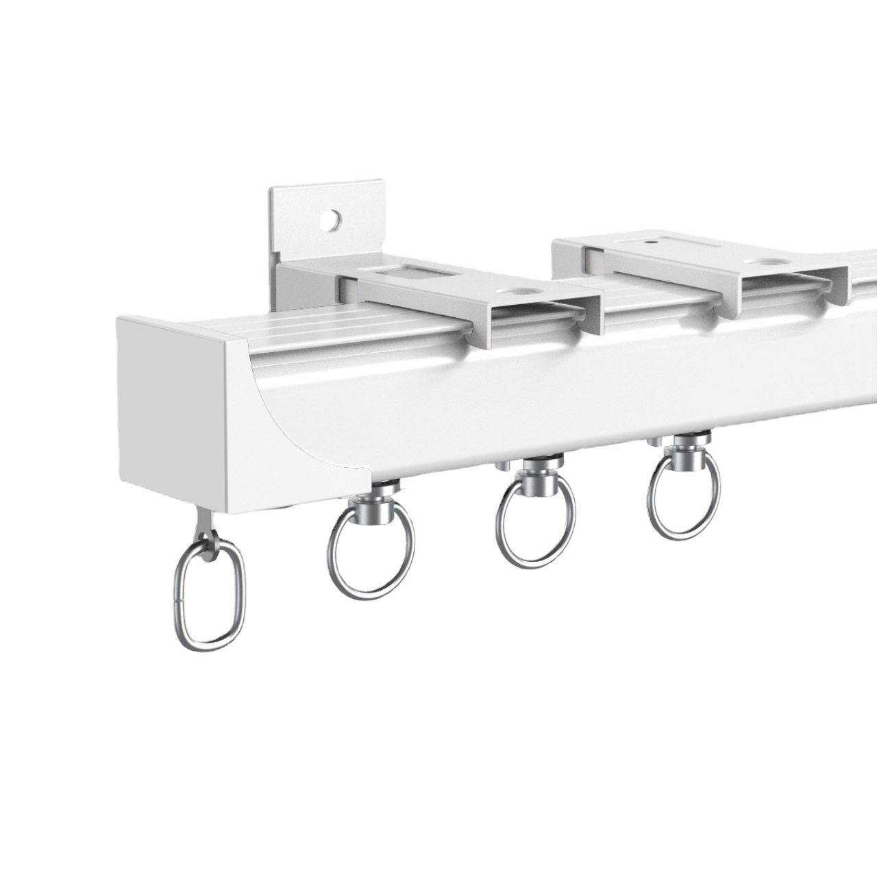 Extra-thick curtain track, silent aluminum alloy slide rail, guide rail slide, curved rail, double rail, top-mounted side assembly parts, curtain rod Item Picture