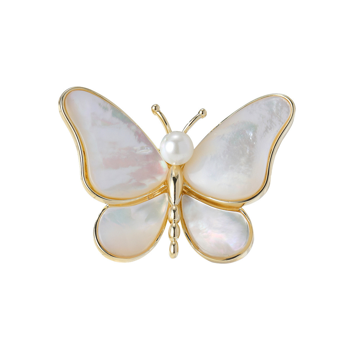 New Natural Mother-Of-Pearl Butterfly Brooch, Elegant Coat, Suit Brooch, Personalized Pin, Women's Accessory Item Picture