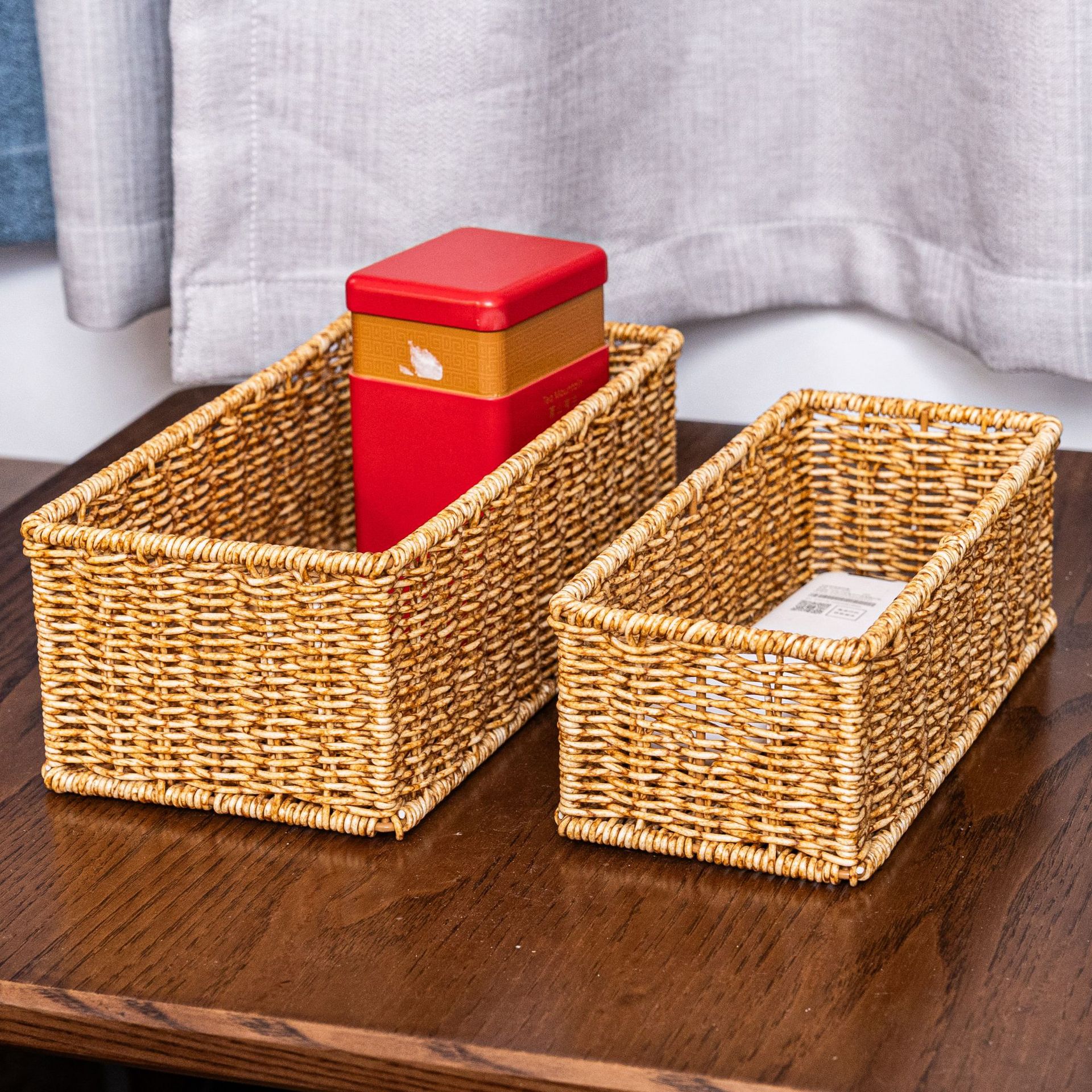 大号收纳篮茶几遥控器收纳盒零食筐日式竹编篮卫生间置物篮