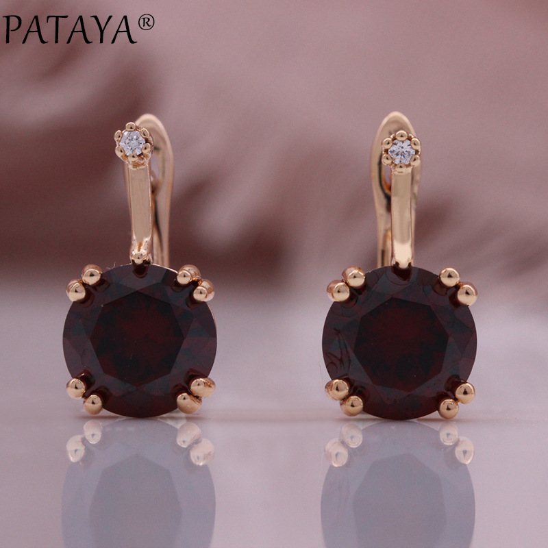 Fashionable and trendy round earrings for women, rose gold inlaid zircon earrings, direct supply and wholesale from the manufacturer Specification image