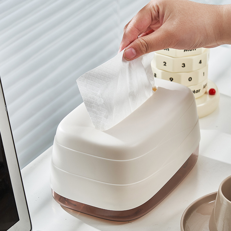 New Simple Pull-Out Tissue Box Household High Quality Plastic With Spring Lift Living Room Tissue Storage Box