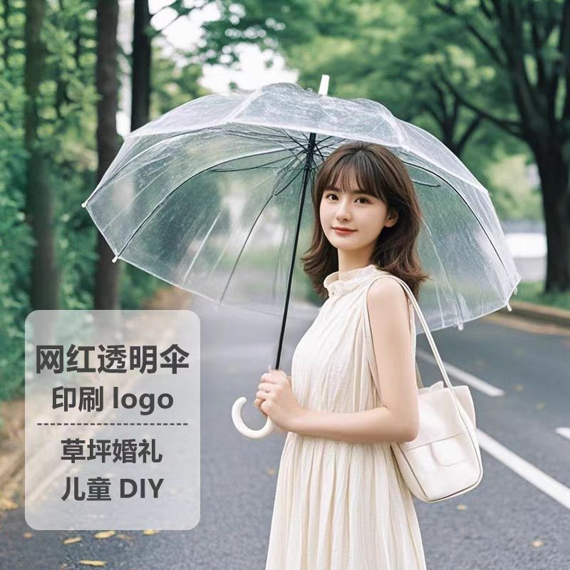 白色透明雨伞定制logo透明伞广告伞一次性批货女氛围感批发伞儿童