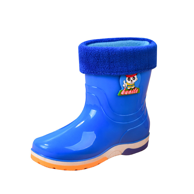 Factory wholesale cartoon children's rain boots, comfortable and waterproof children's rain boots with cotton and warm rubber water shoes and boots Item Picture