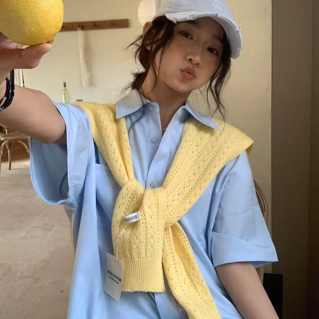 Korean style ins woolen shawl for women, Spring/Summer 2025 new style, solid color shoulder, air-conditioned room knitted mini waistcoat, trendy
