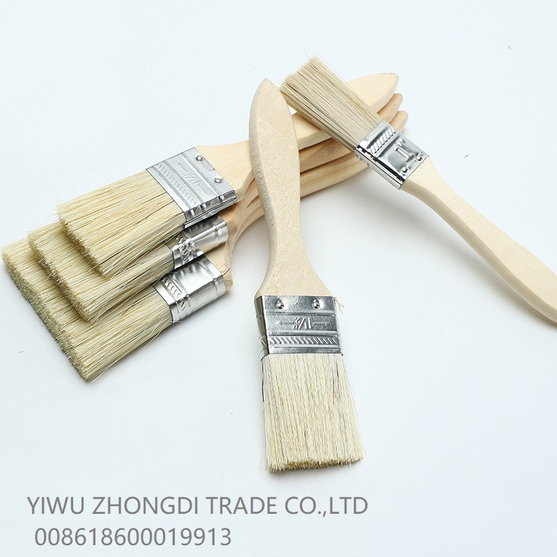 烧烤刷油漆刷清洁刷 猪鬃毛家用涂装白木把厚柄油漆刷Paint brush