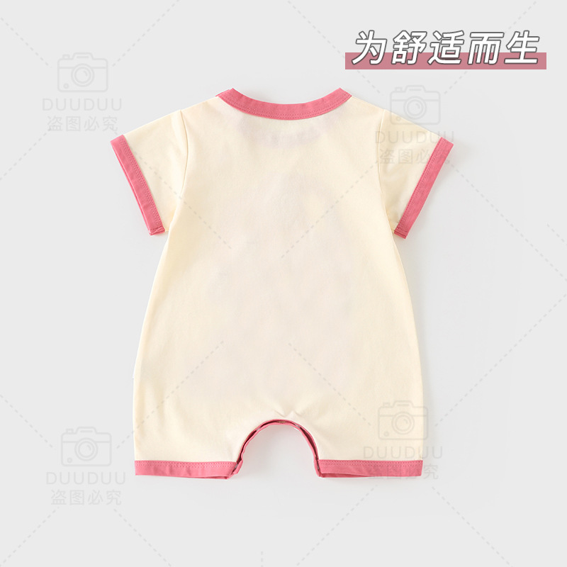 DUUDUU baby girl's crawling suit is a thin type A short-sleeved jumpsuit for newborns, featuring a sweet summer style for babies Specification image