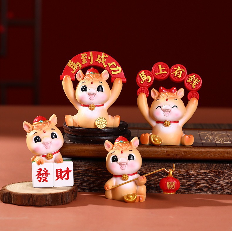 卡通国潮马摆件树脂小摆件办公室工位治愈系桌面装饰新年年会礼品详情18