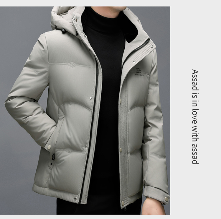 The new hooded down jacket for men in winter is warm and thick. The white duck down casual business jacket for middle-aged dads is trendy pic 30
