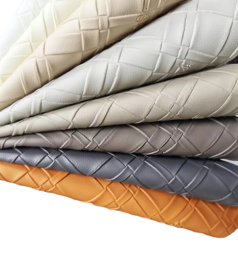 Woven sofa leather fabric, PVC leather throw pillows, bags, car interiors, soft and hard packages, waterproof and scratch-resistant leather Item Picture