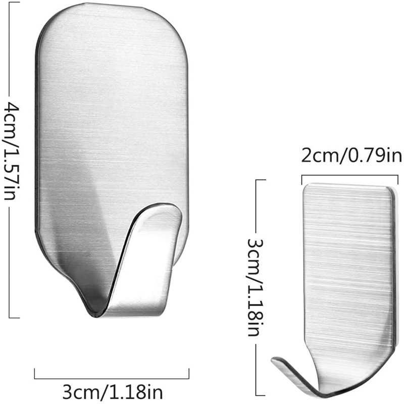 Hook 304 Stainless Steel Punch-Free Self-Adhesive Metal Adhesive Crochet Coat And Hat Key Seamless Strong Cross-Border Amazon details Picture