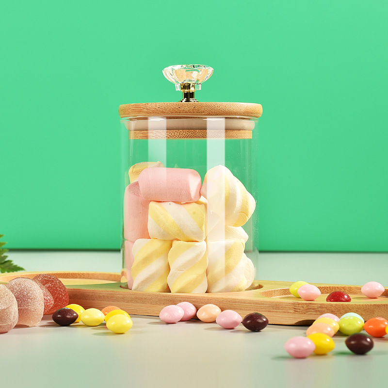 Wholesale Snack Candy Moisture-Proof Glass Storage Jar Set Diamond Cover Food Kitchen Multi-Functional Seasoning Storage Jar Application Scenario
